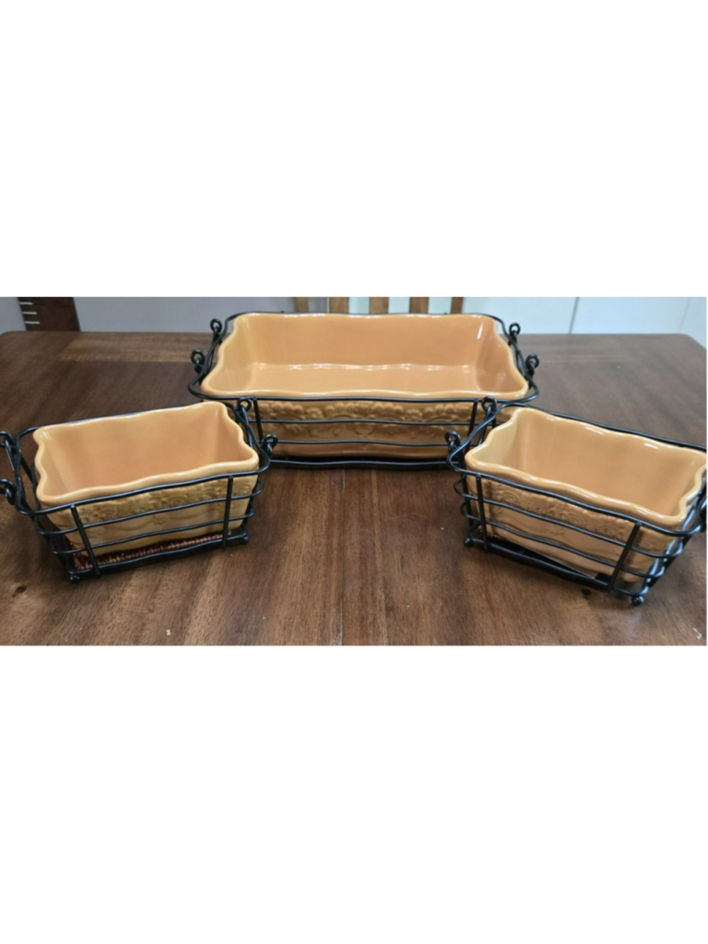 Temp-Tations by Tara 3-Piece Ceramic Bakeware Set with Wire Racks - Country Lace